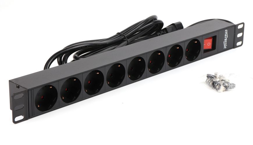 EnerGenie EG-PDU-012-C14 модуль распределения питания, 1U, 16A, 8шт евророзеток. EG-PDU-012-C14 1604806 фото