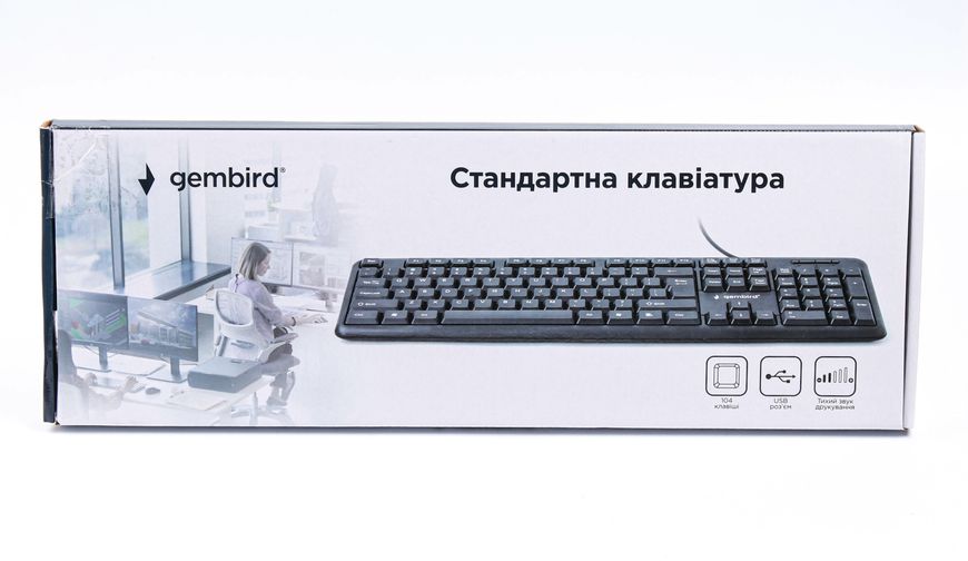 Клавіатура Gembird KB-U-103-UA, USB, українська розкладка, чорний колір KB-U-103-UA 0200216 фото