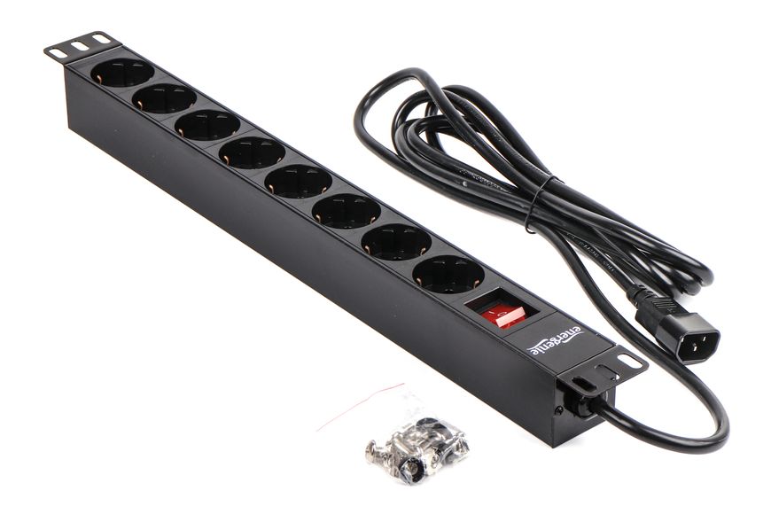 EnerGenie EG-PDU-012-C14 модуль розподілу живлення, 1U, 16A, 8шт євророзеток. EG-PDU-012-C14 1604806 фото