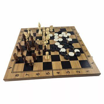Набор 3 в 1 шахматы, шашки, нарды 47,5х47,5, дерево (DN35133) V77554025 фото