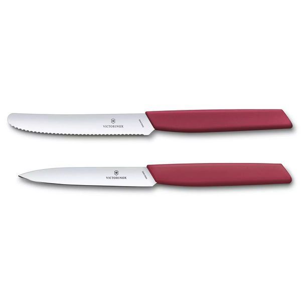 Набір з двох кухонних ножів для чищення Victorinox Swiss Modern Paring Set: 2 ножі з червоними ручками Marine та лезами 10 Limited Edition 2022 6.9096.2L4 V77554474 фото