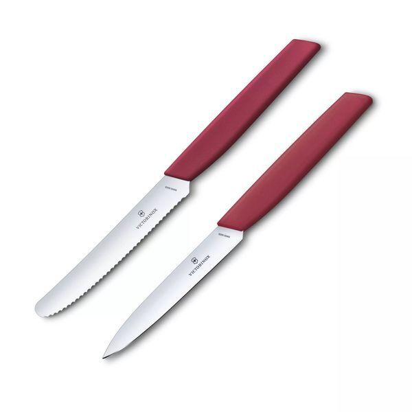 Набір з двох кухонних ножів для чищення Victorinox Swiss Modern Paring Set: 2 ножі з червоними ручками Marine та лезами 10 Limited Edition 2022 6.9096.2L4 V77554474 фото