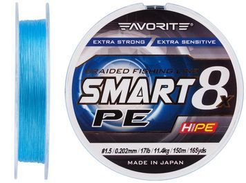 Шнур Favorite Smart PE 8x 150м (sky blue) #1.5/0.202mm 17lb/11.4kg 16931075 фото