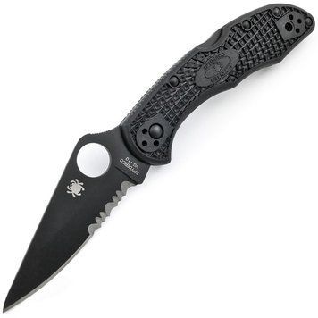 Нож Spyderco Delica 4 Black Blade Полусеррейтор C11PSBBK 870136 фото