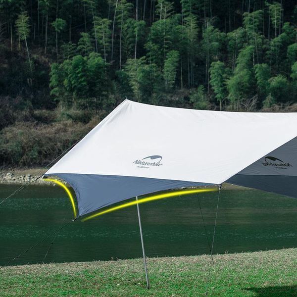 Тент для кемпінгу Naturehike Hexagon NH16T013-S, 150D / Silver Coated, 520*460 см, сіро-Голубой (з двома стійками) 86171 фото