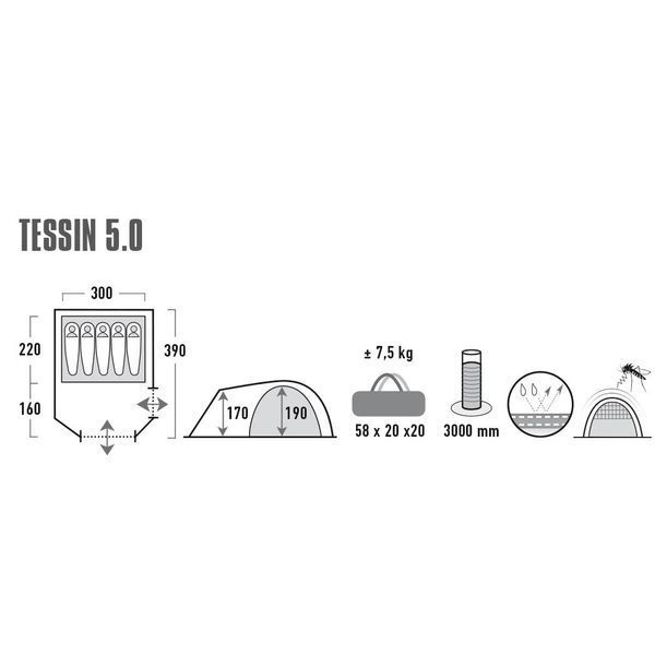 Намет High Peak Tessin 5.0 Nimbus Grey (10228) 928252 фото