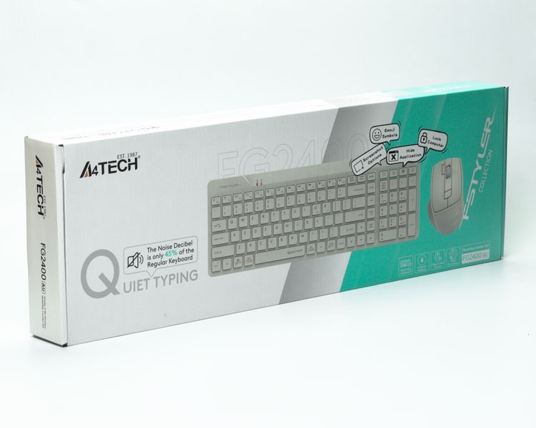 A4Tech Fstyler FG2400 Air (Beige), комплект бездротовий клавіатура з мишою, колір бежевий FG2400 Air (Beige) 1606372 фото