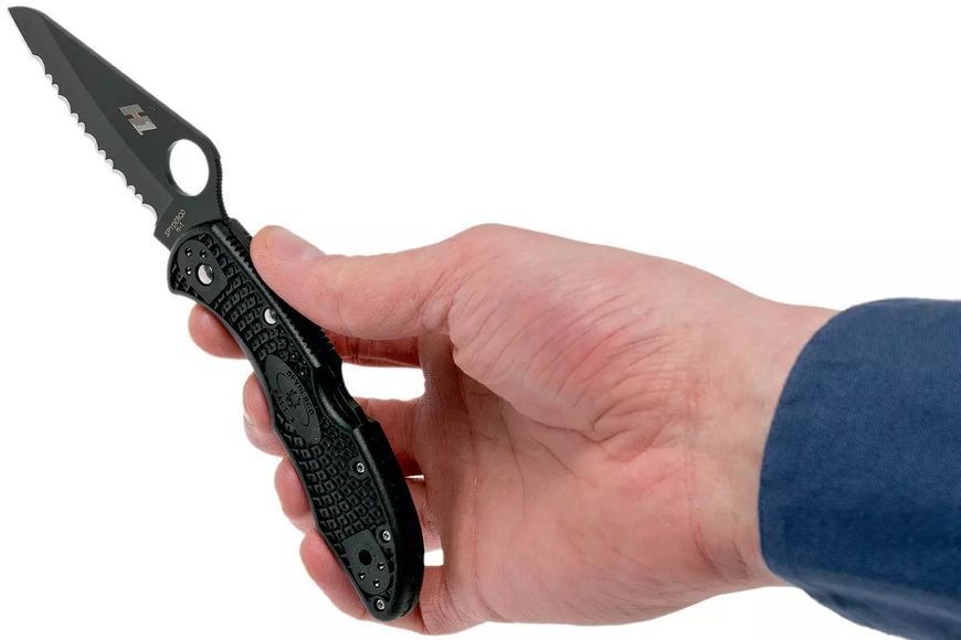 Нож Spyderco Salt 2 Black Blade H-1 FRN Black Cеррейтор C88SBBK2 871747 фото