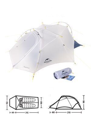 Намет надлегкий двомісний з футпринтом Naturehike Cloud Up&nbsp;Wing NH19ZP083, 15D, сіро-голубий 77964 фото