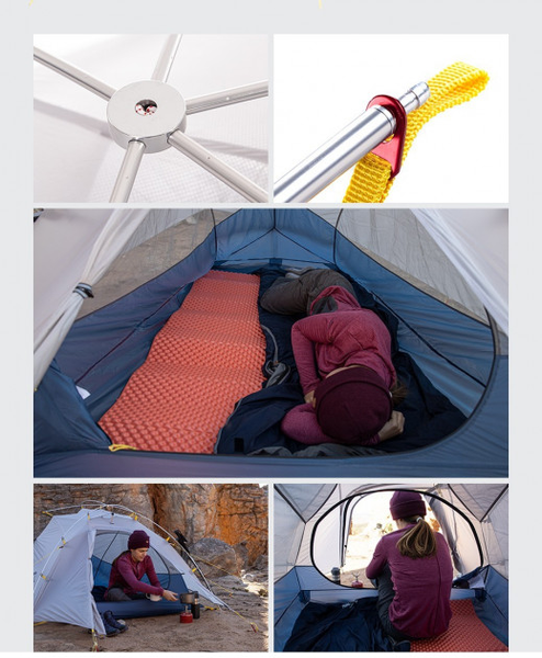 Намет надлегкий двомісний з футпринтом Naturehike Cloud Up&nbsp;Wing NH19ZP083, 15D, сіро-голубий 77964 фото