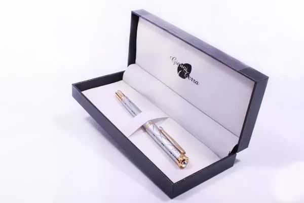 Ручка перова Gianni Terra Silver With Gold Чорна Сріблястий корпус (HH122/F(silver) V77552627 фото