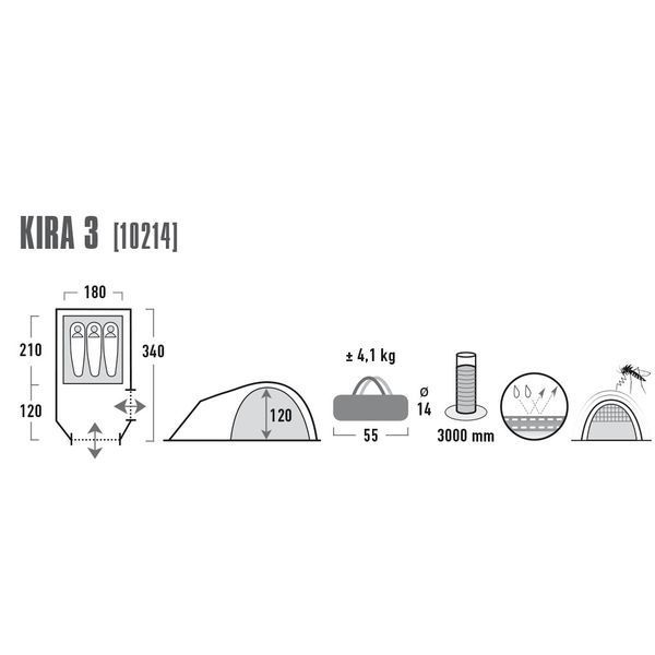 Палатка High Peak Kira 3 Dark Grey/Red (10214) 926288 фото