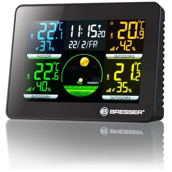 Метеостанція Bresser Quadro NLX Black з 3 датчиками (7000023) 927561 фото