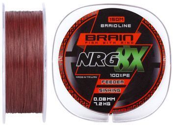 Шнур Brain NRG 8X sinking 150m 0.08mm 7.2kg ц: 18582081 фото