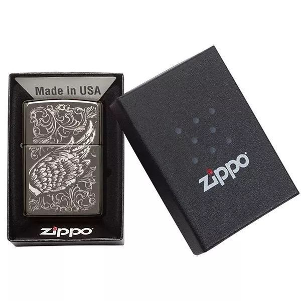 Запальничка бензинова Zippo Filigree Flame and Wing Design Чорна (29881) V77550499 фото