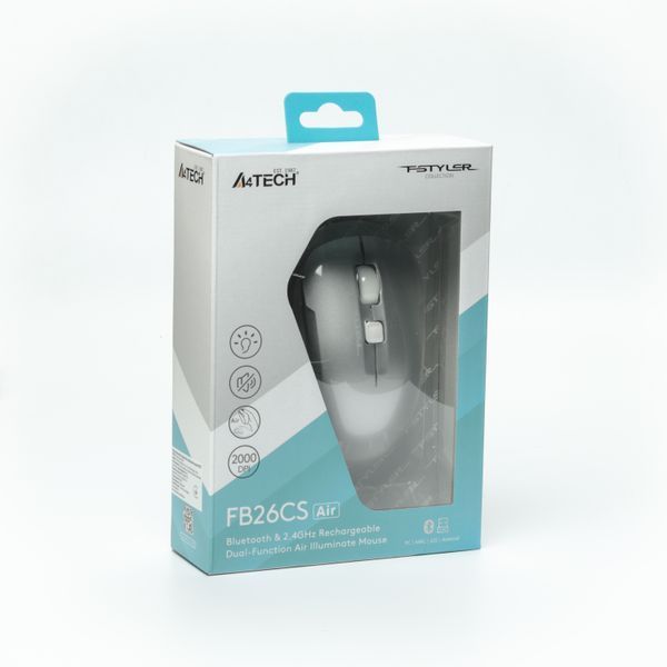 Мышь беспроводная A4Tech Fstyler FB26CS Air (Icy White), цвет серый+белый FB26CS Air (Icy White) 1606378 фото