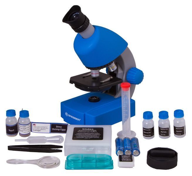 Мікроскоп Bresser Junior 40x-640x Blue з набором для дослідів і адаптером для смартфона 8851300WXH000 фото