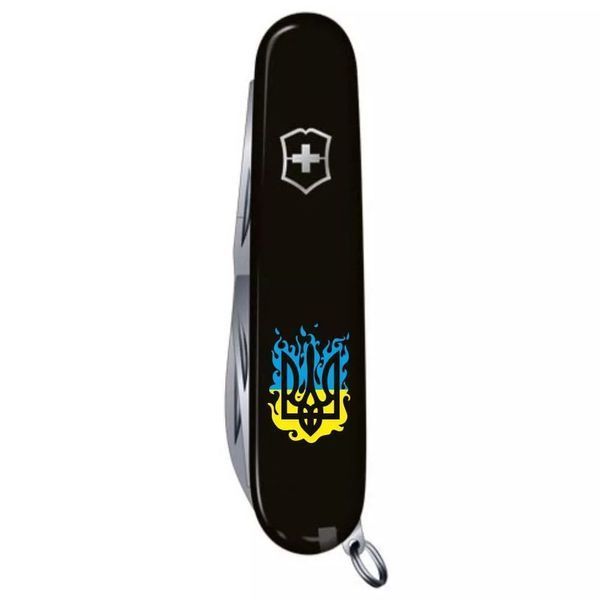 Швейцарський ніж Victorinox Huntsman Ukraine 91 мм 15 функцій вогняний Тризуб (1.3713.3_T0316u) V77552960 фото