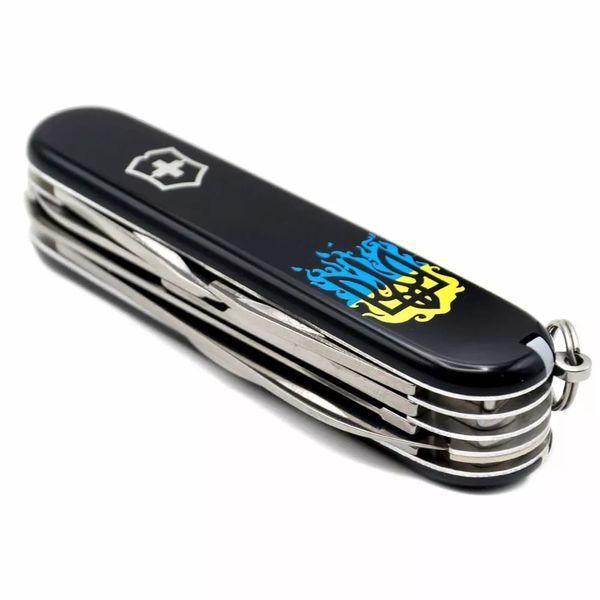 Швейцарський ніж Victorinox Huntsman Ukraine 91 мм 15 функцій вогняний Тризуб (1.3713.3_T0316u) V77552960 фото