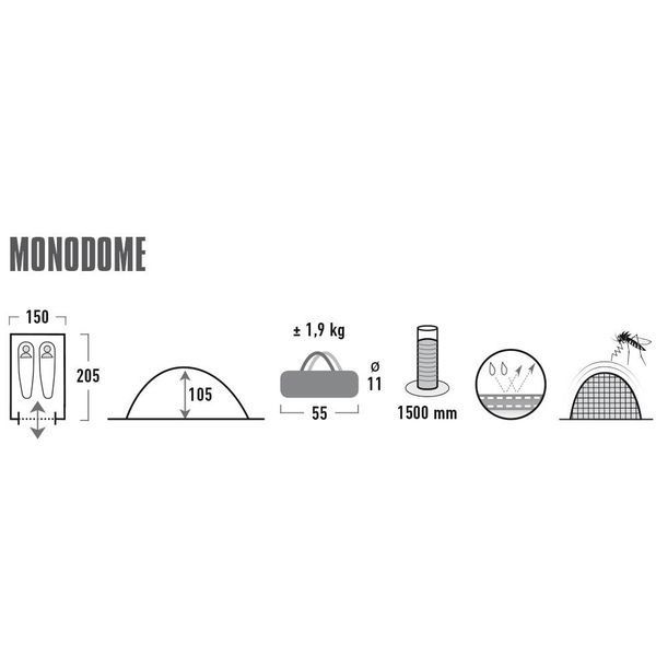 Палатка High Peak Monodome PU 2 Blue/Grey (10159) 921705 фото