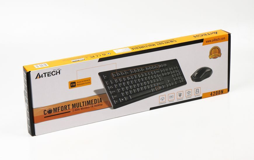 Комплект беспроводной A4 Tech 4200N, V-Track, клавиатура+мышь, черный 4200N (GR-92+G3-200N) 1603516 фото